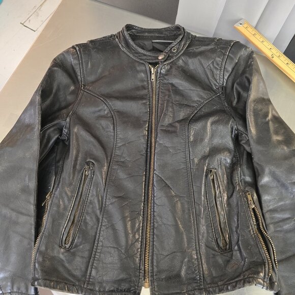 Cafe Racer Leather jacket, vintage 60s/70s. Women's SM. - Picture 1 of 9